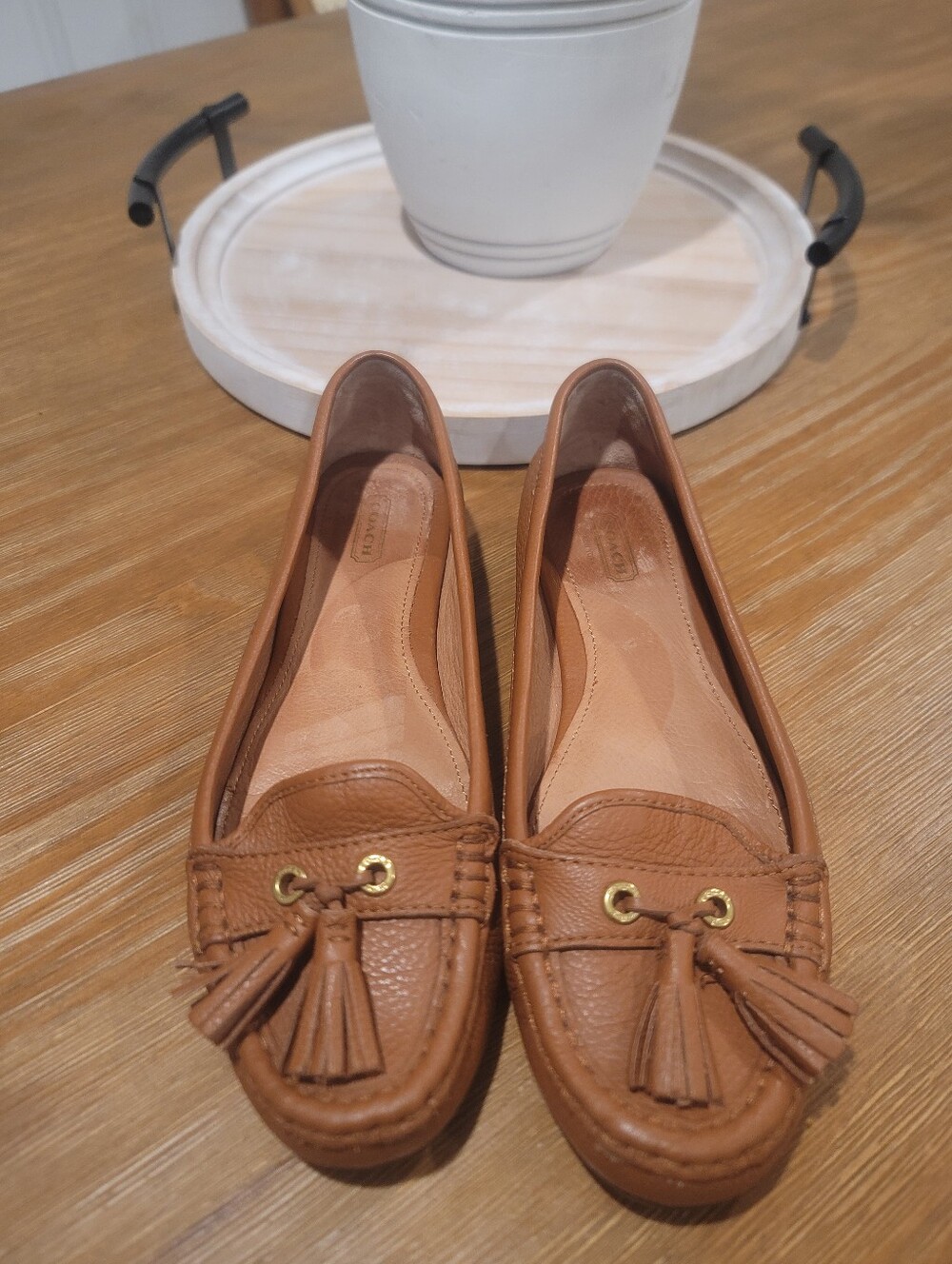 Coach Brown Leather Tassel Loafers 9B - Picture 5 of 11